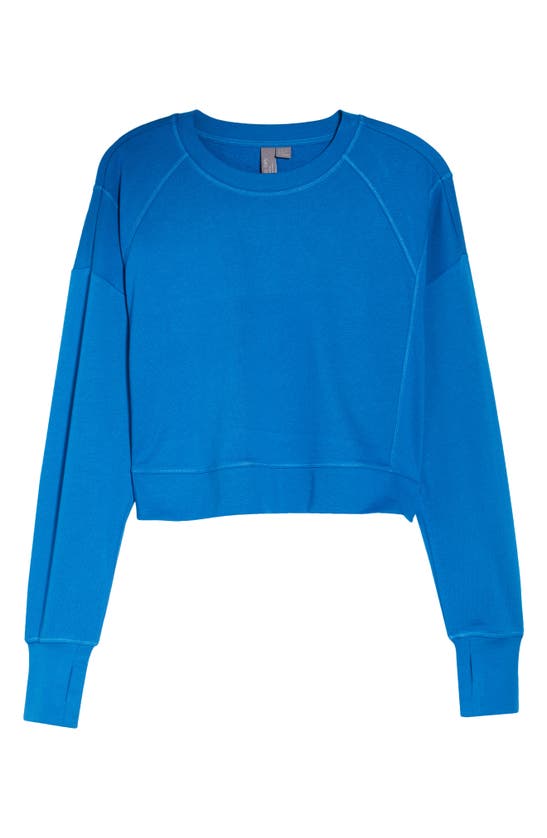 Sweaty Betty After Class Cotton Blend Crop Sweatshirt In Aquatic Blue