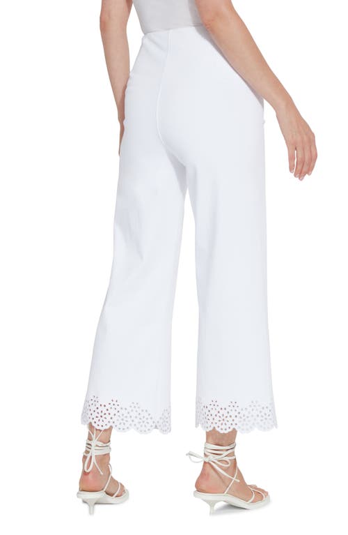 Lyssé Cropped Eyelet Embroidered Wide Leg Jeans In White