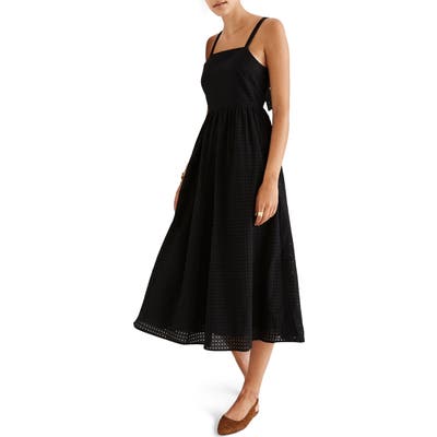 Madewell Eyelet Bow Back Midi Dress, Black