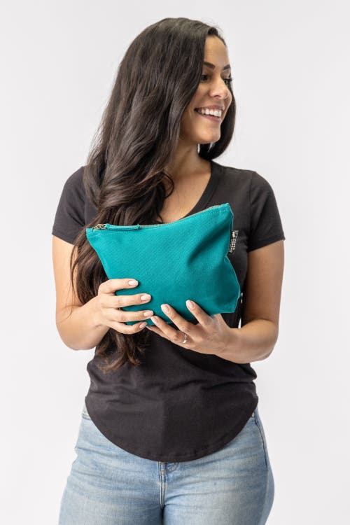 Terra Thread Organic Cotton Makeup Bag In Deep Sea Teal