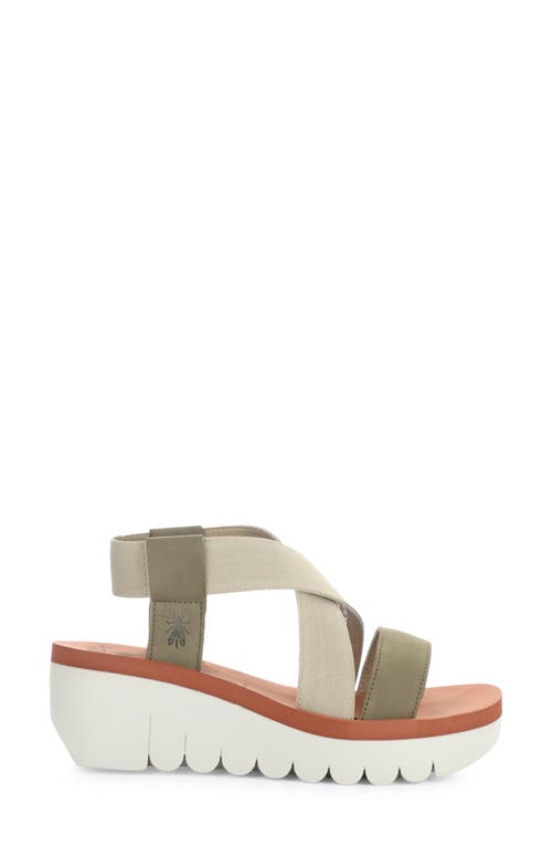 Shop Fly London Yaby Platform Wedge Sandal In Military/beige