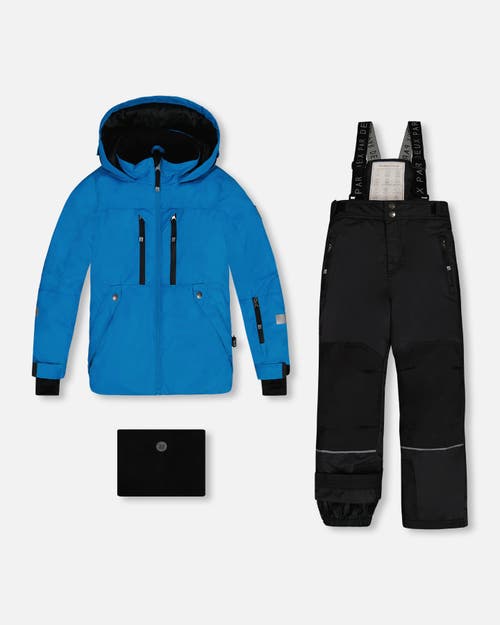 Shop Deux Par Deux Big Boy's Two Piece Technical Snowsuit Royal Blue And Black In Anthracite