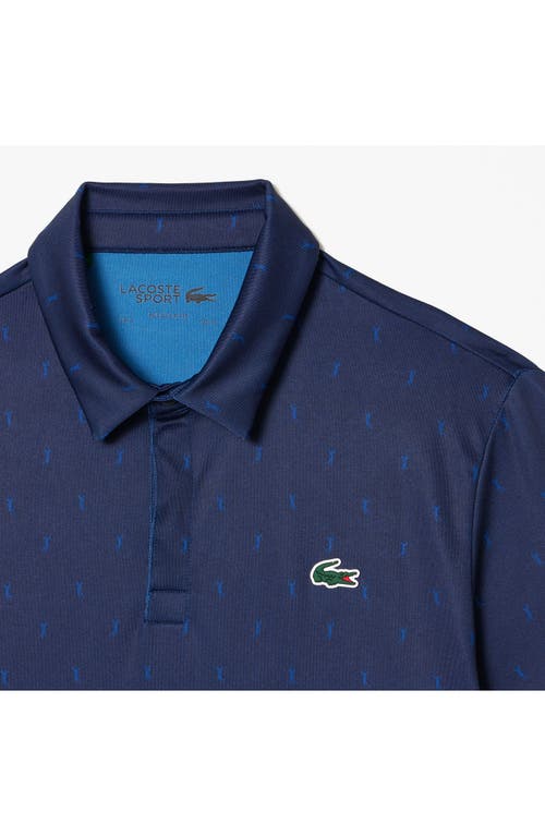 Lacoste Buttoned Collar Lightweight Cotton Polo With Classic Design In Navy Blue/globe