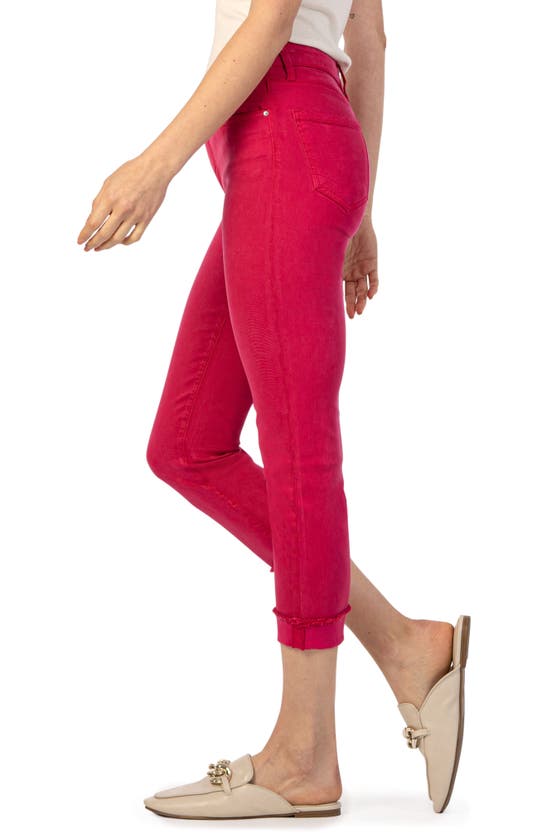 Shop Kut From The Kloth Amy Fray Hem Crop Skinny Jeans In Brave Fuschia