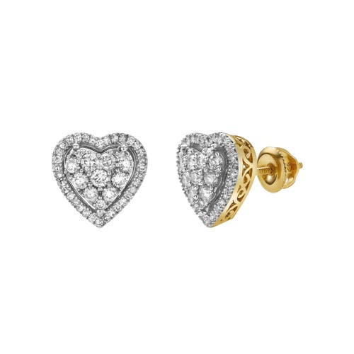 Luvmyjewelry Amorest 10k Yellow Gold Cluster Diamond Unisex Earrings In 10k Yellow Gold
