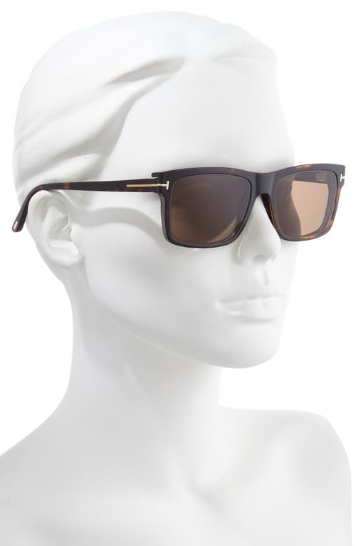 Shop Tom Ford 54mm Blue Light Blocking Glasses & Clip-on Sunglasses In Dark Havana/clear/roviex