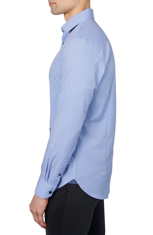 Shop Wrk W.r.k Slim Fit Concentric Geo Print Recycled Performance Stretch Dress Shirt In Blue/purple