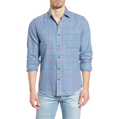 Faherty Slim Fit Check Button-Up Shirt, Blue
