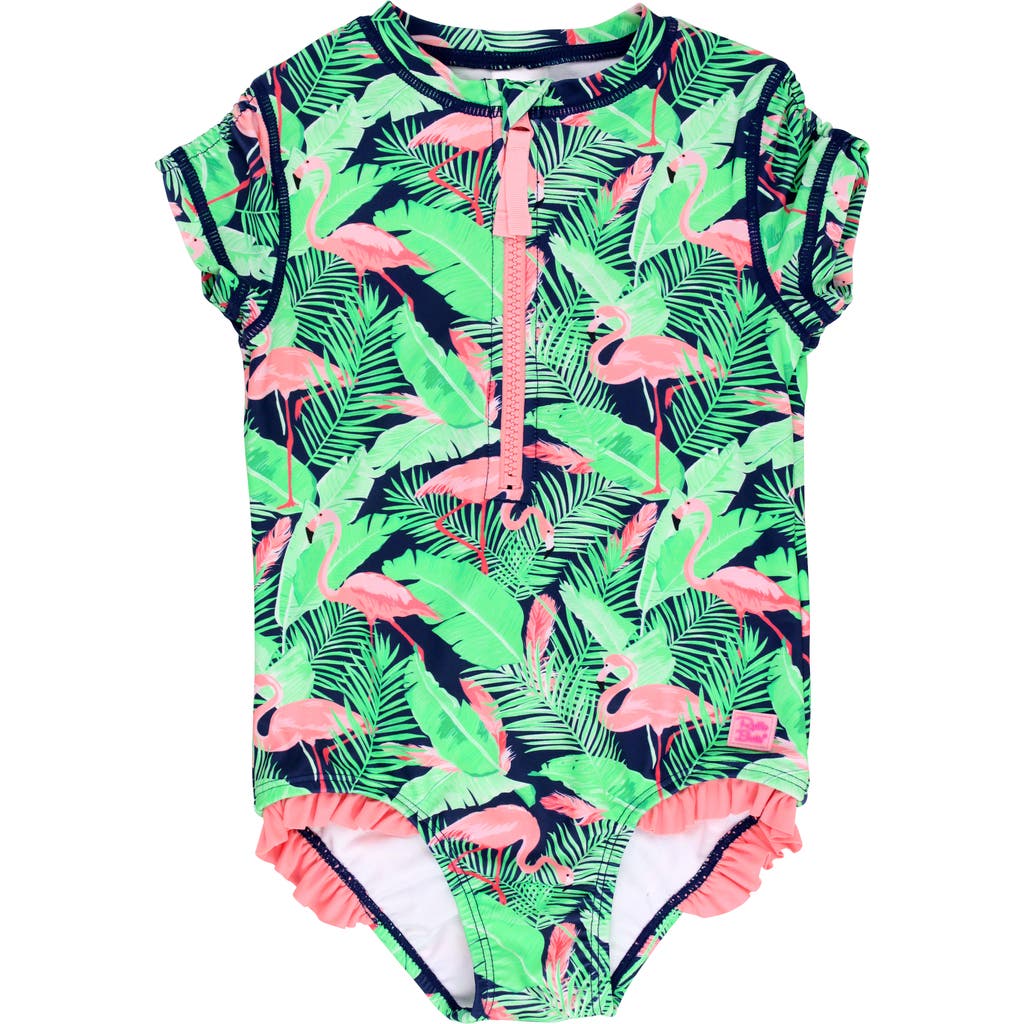 RUFFLEBUTTS RUFFLEBUTTS GIRLS SHORT SLEEVE UPF50+ ONE PIECE RASH GUARD