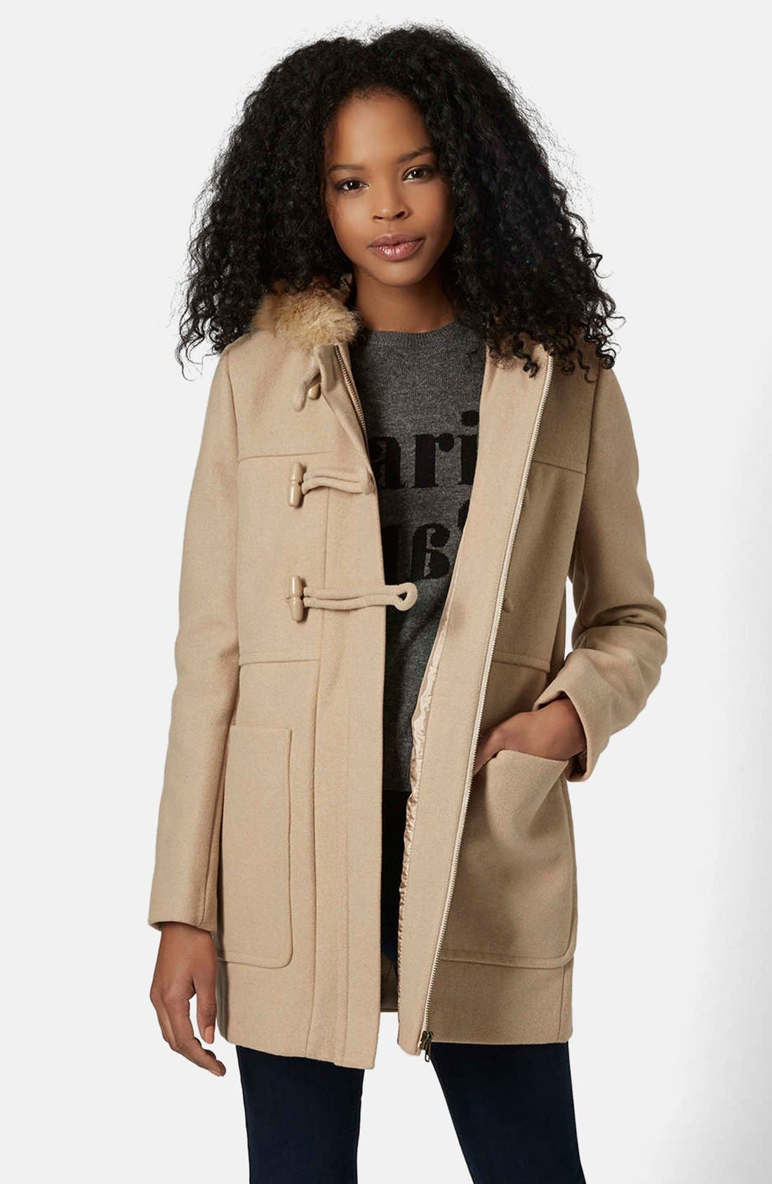 Faux Fur Hooded Duffle Coat Nordstrom