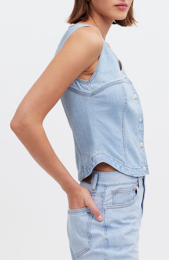 Shop Madewell Sleeveless Denim Button Front Top In Fitzgerald Wash