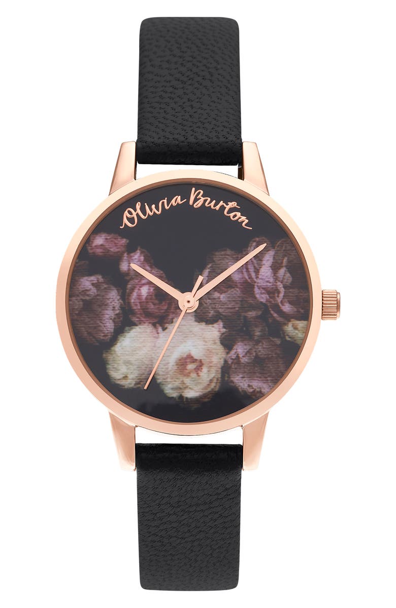 Olivia Burton Fine Art Leather Strap Watch 30mm Nordstrom