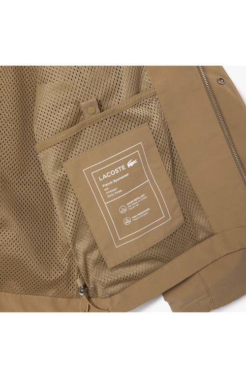Lacoste Short Lightweight Water-repellent Parka Jack In Ladigue/farine