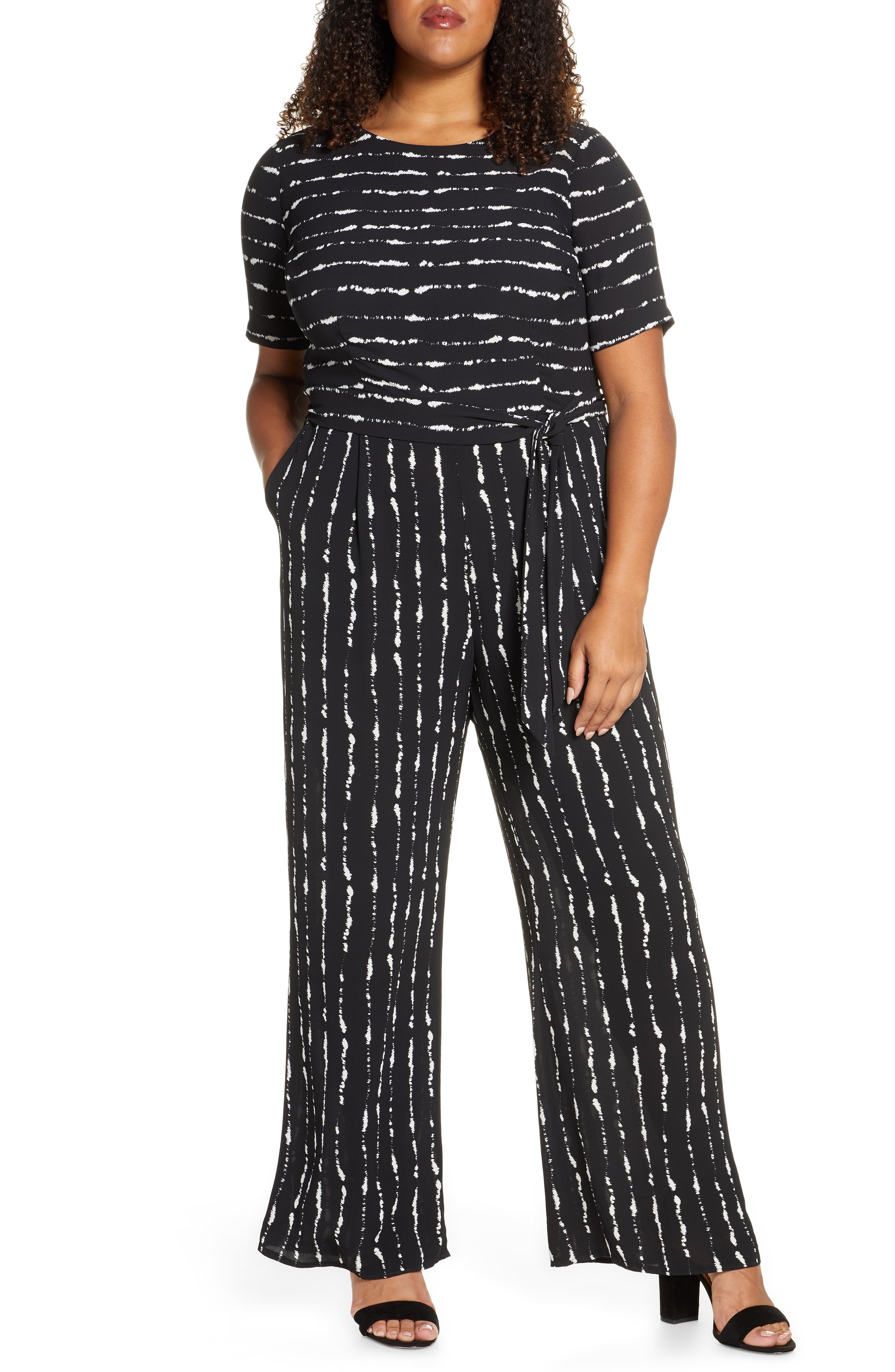 vince camuto black and white jumpsuit