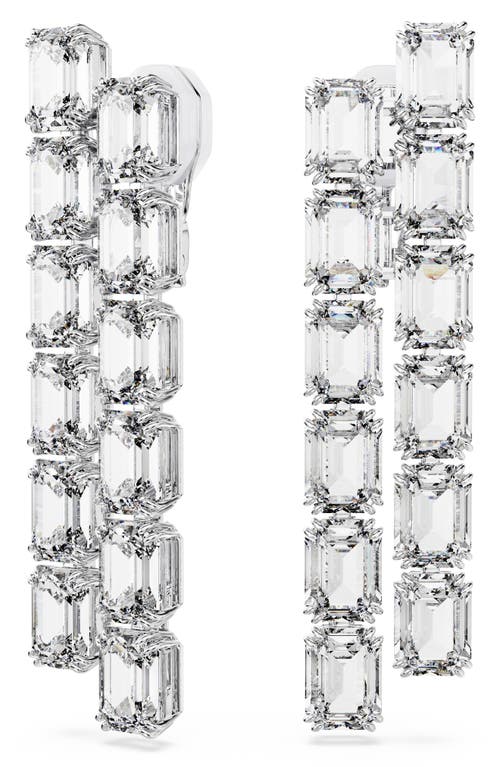 Swarovski Millenia Clip-On Drop Earrings in White/Silver 