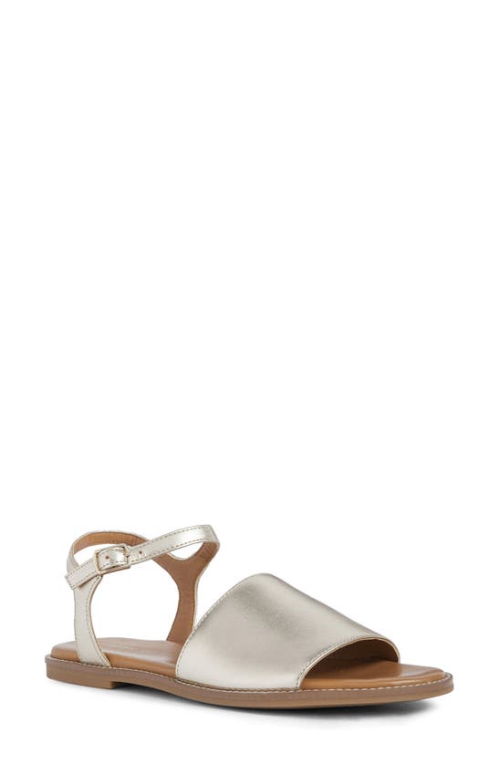 Geox Naileen Metallic Leather Sandal In Light Gold | ModeSens