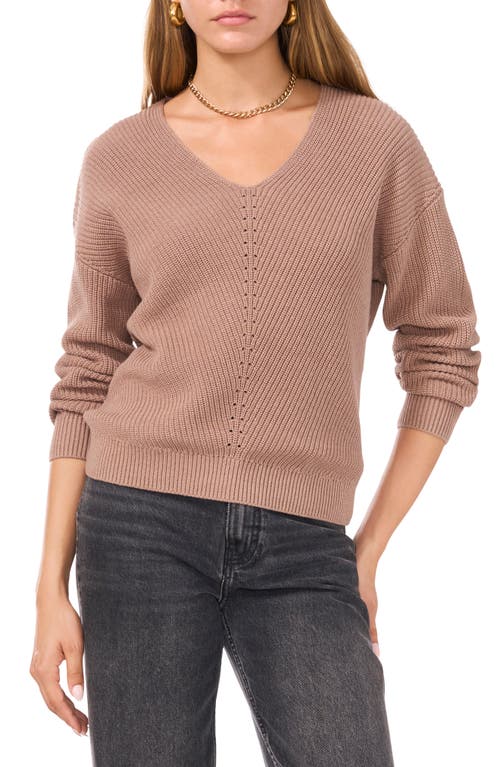 Shop 1.state Diagonal Rib V-neck Sweater In Taupe