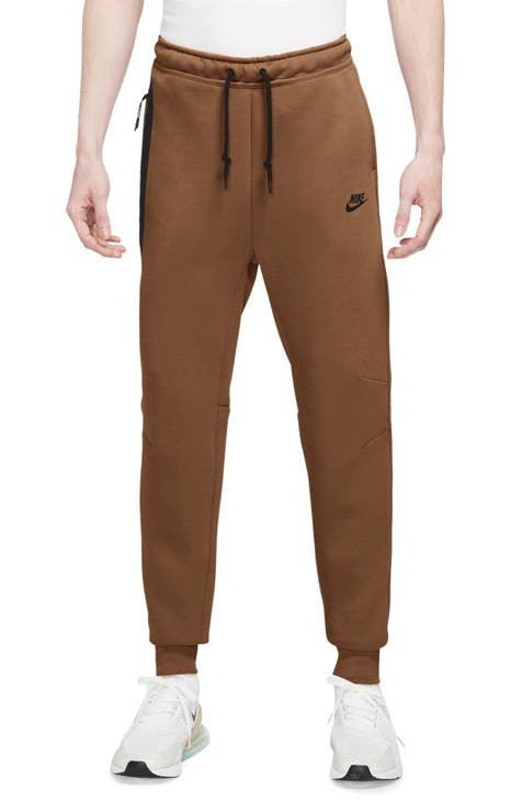 Nike - Solo Swoosh Tapered Logo-Embroidered Cotton-Blend Jersey Sweatpants  - Brown Nike