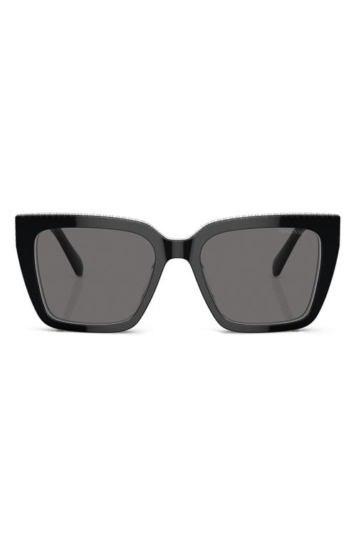 Swarovski 54mm Oversize Polarized Square Sunglasses in Black at Nordstrom