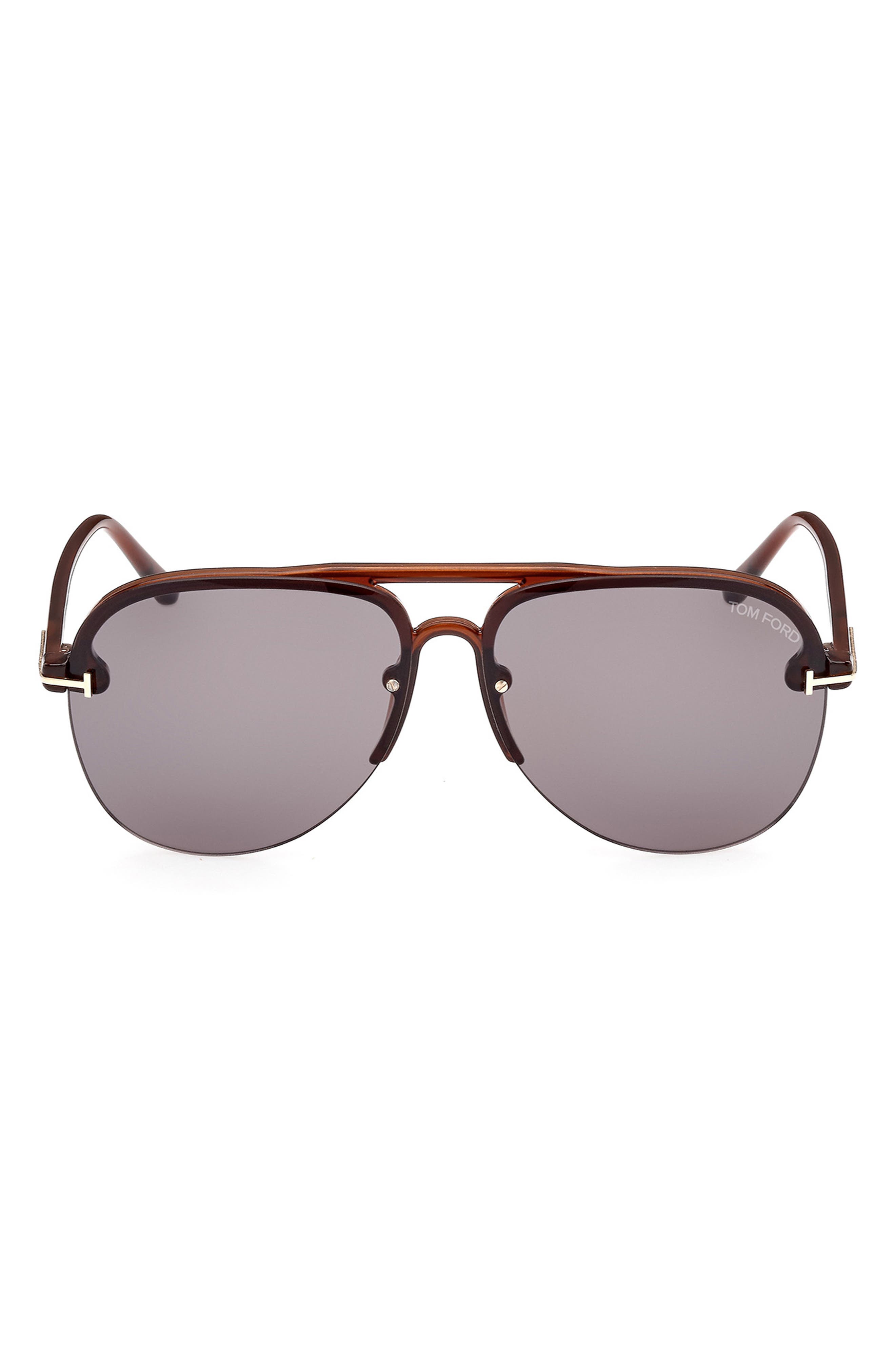 TOM FORD Terry 62mm Oversize Aviator Sunglasses in Transparent Brown /Light  Grey | Smart Closet