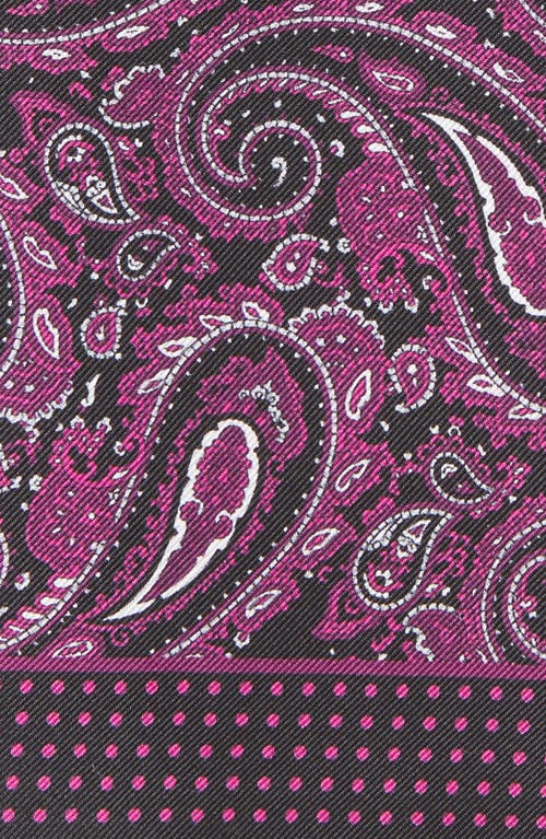 Clifton Wilson Fuschia Paisley Silk Pocket Square In Fuschia
