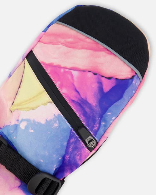 DEUX PAR DEUX DEUX PAR DEUX GIRL'S TECHNICAL MITTENS PRINTED MULTICOLOR