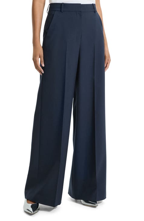  Theory Women's High Waist Wide Leg Pants, Grenadine, Red, 10 :  Clothing, Shoes & Jewelry