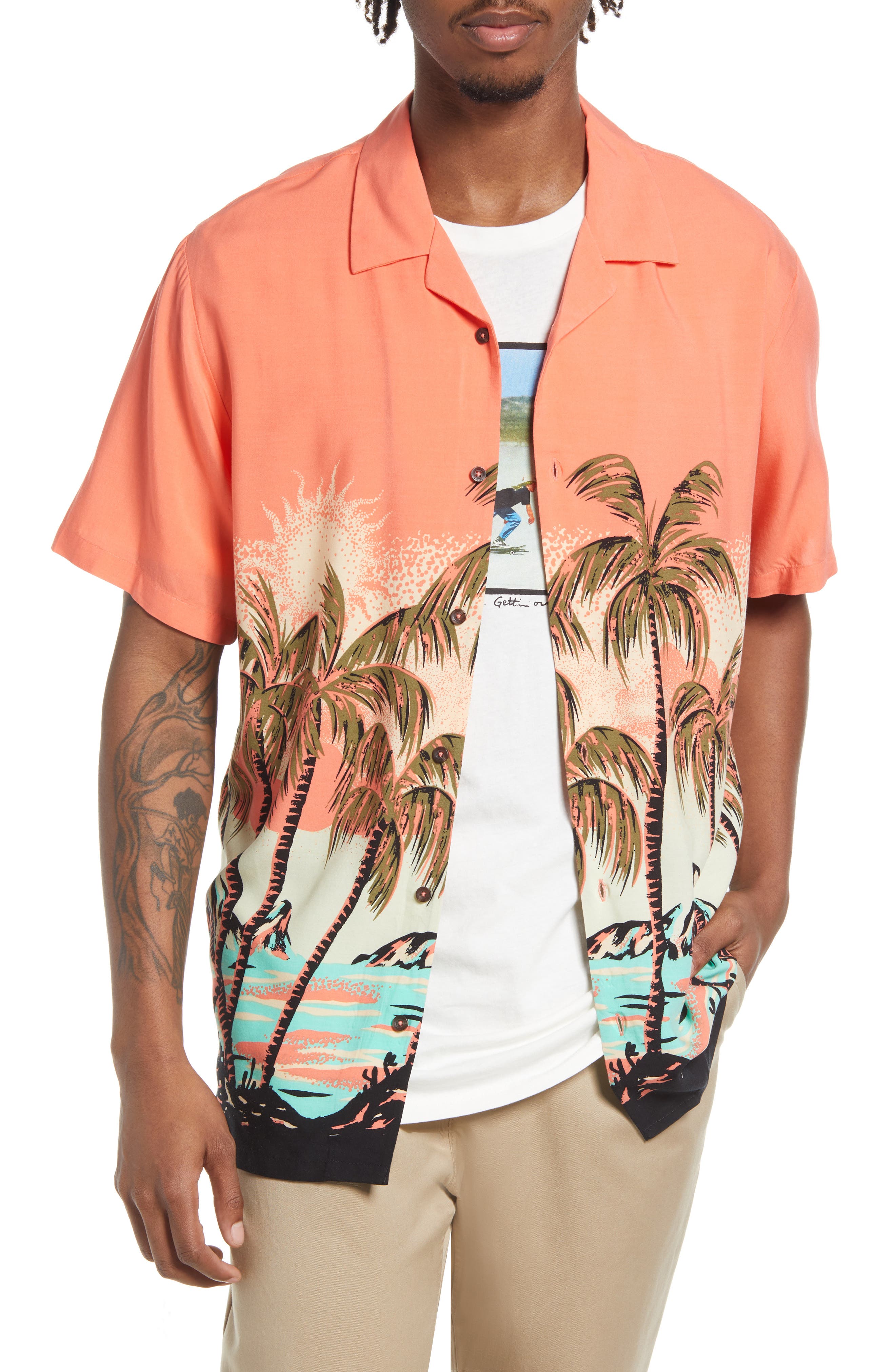 tropical print camp shirt