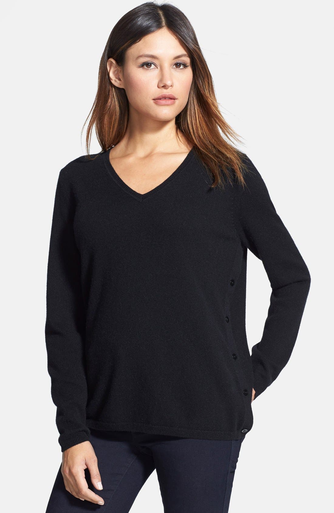 Nordstrom Collection Button Side V-Neck Cashmere Sweater | Nordstrom