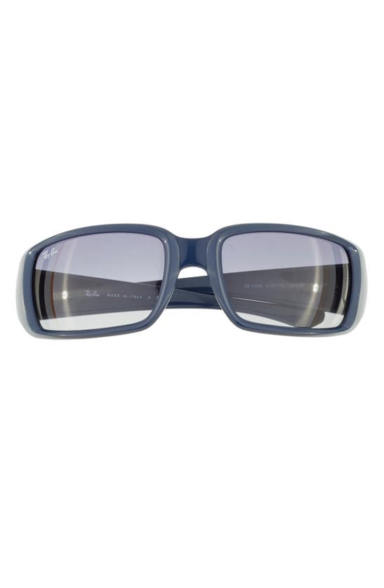 Ray Ban 59mm Wrap Sunglasses In Blue / Light Grey