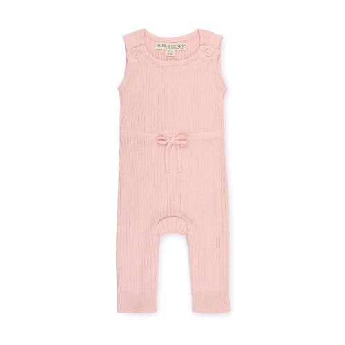 Hope & Henry Baby Cinched Waist Romper & Jacquard Blanket Gift Set In Light Pink
