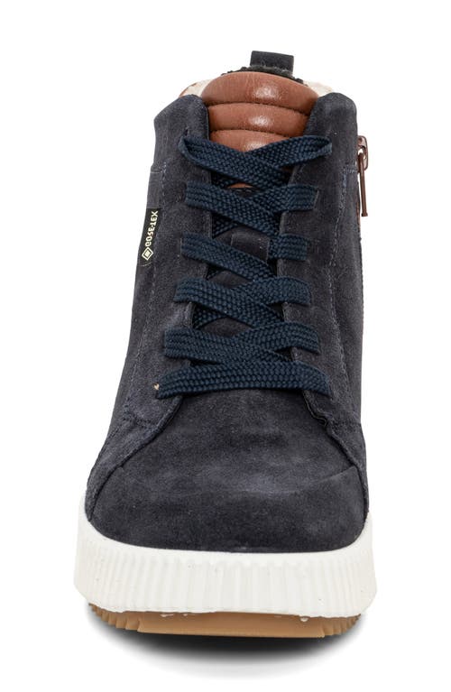 Shop Ara Dahlia Waterproof Faux Fur Lined Sneaker In Blue Brown