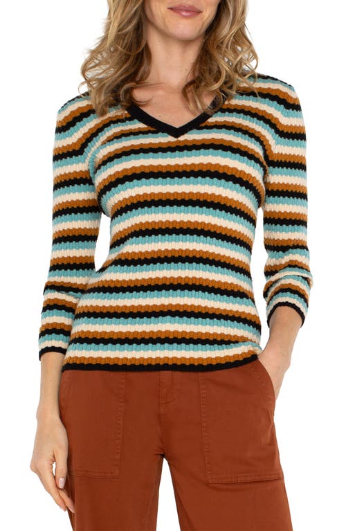 Shop Liverpool Los Angeles Stripe Textured Sweater In Ocean Multi Stripe