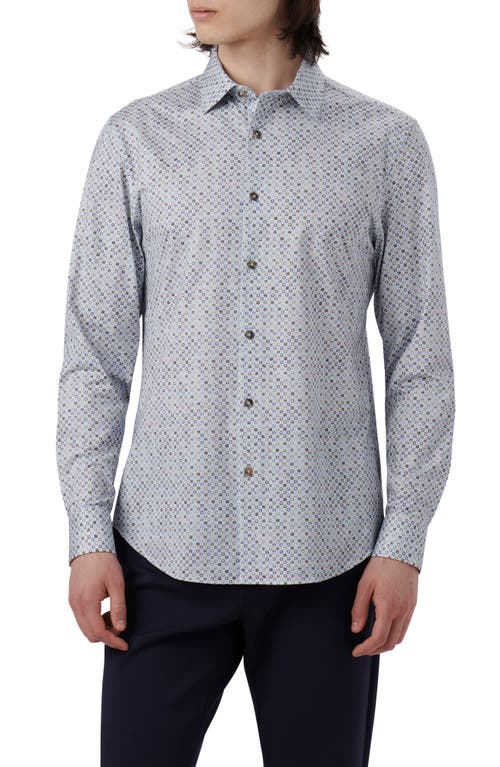 Bugatchi James OoohCotton Mosaic Print Button-Up Shirt Air Blue at Nordstrom,