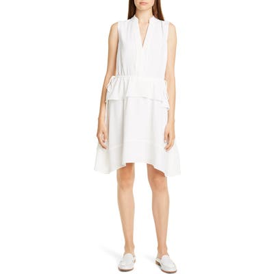 Club Monaco Raelee Sleeveless Ruffle Waist Dress, White