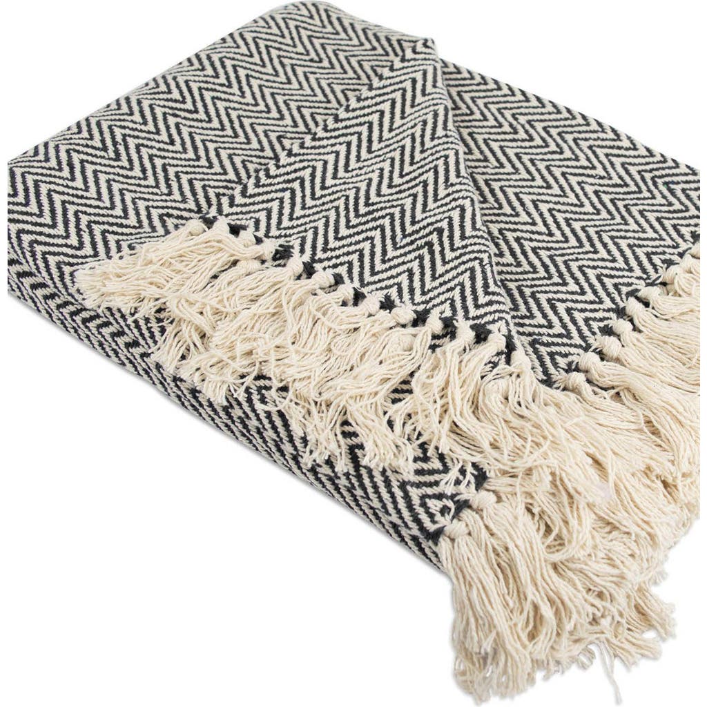 Design Imports Tassel Throw Blanket In Black