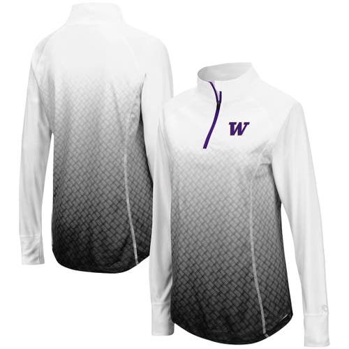 Women's Colosseum Black Washington Huskies Magic Ombre Quarter-Zip Raglan Jacket in White