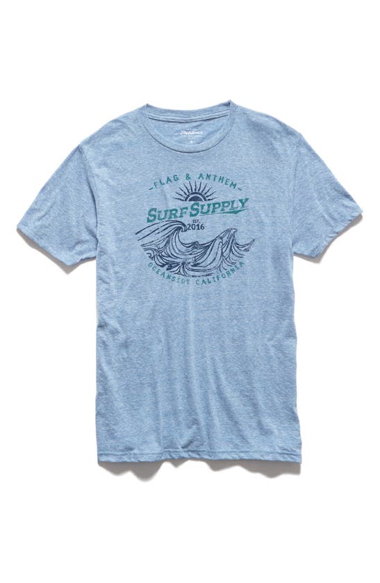 Flag And Anthem Oceanside Surf Supply Crewneck T-shirt In Light Blue