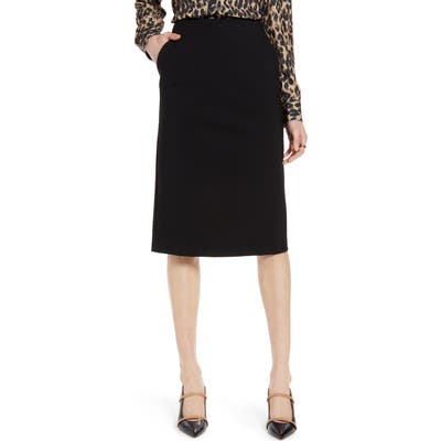 Petite Halogen Knit Midi Skirt, Black