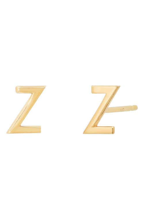 Initial Stud Earrings in 14K Yellow Gold-Z