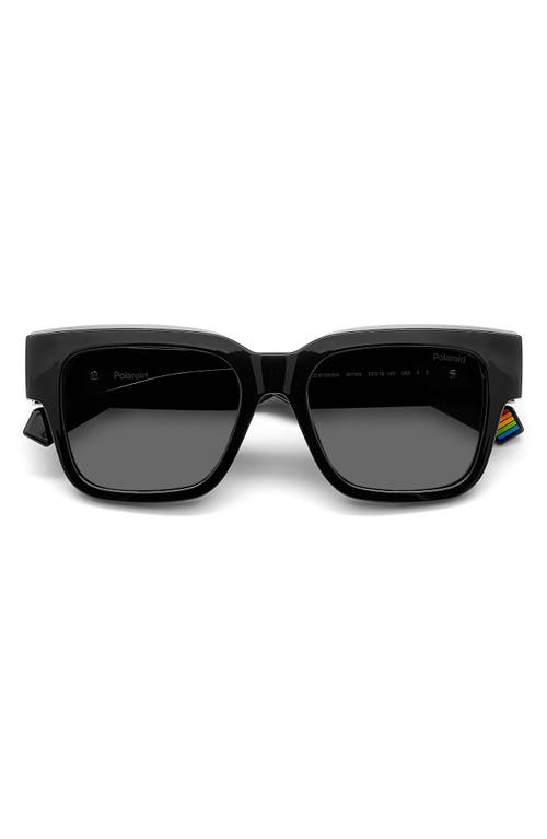 52mm Polarized Square Sunglasses in Black/Gray Polarized