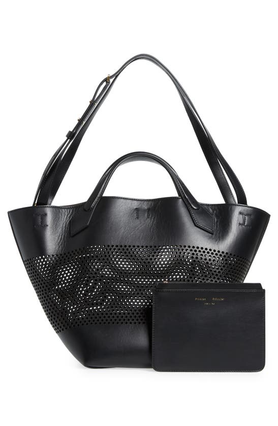 Shop Proenza Schouler Large Ps1 Perforated Leather Tote In 001 Black