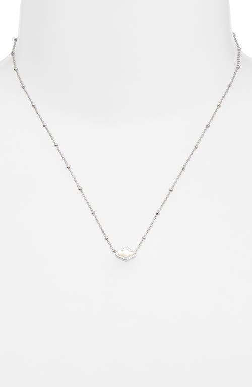 Kendra Scott Abbie Mini Mother-of-pearl Pendant Chain Necklace In Rhodium Ivory Mother Of Pearl