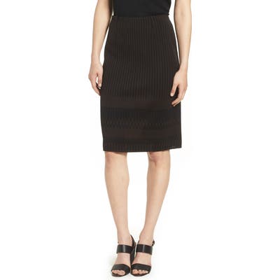 Ming Wang Stripe Knit Skirt, Brown