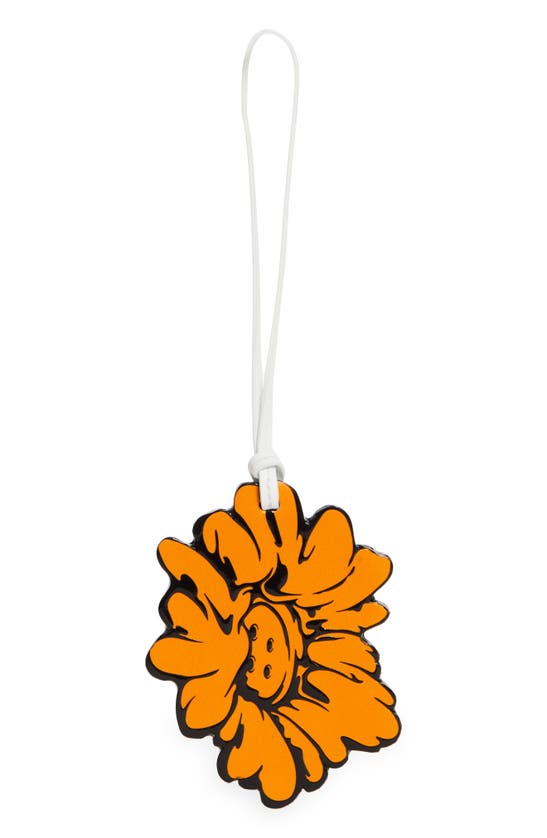 Shop Christian Louboutin X Shun Sudo Button Flower Leather Bag Charm In Black-orange
