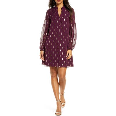 Lilly Pulitzer Shea Long Sleeve Silk Dress, Burgundy