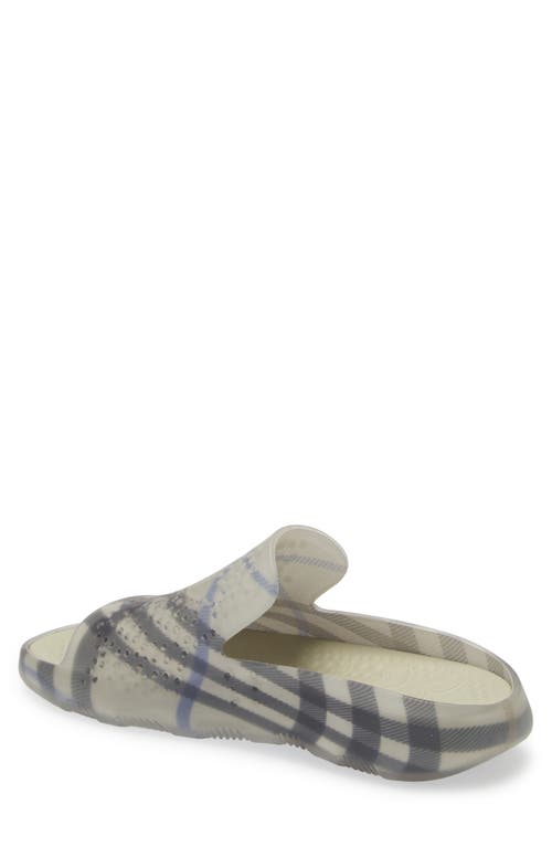 Shop Burberry Stingray Check Ekd Slide Sandal In Lichen Check