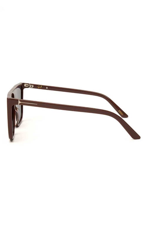 Shop Dezi Type B 63mm Oversize Flat Top Sunglasses In Chocolate/dark Smoke