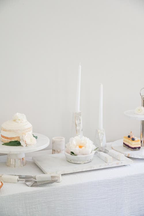 Anaya Marble Mother Of Pearl Candle Holders In White