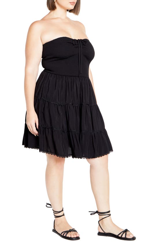 Shop City Chic Tahlia Smocked Strapless Dress In Black